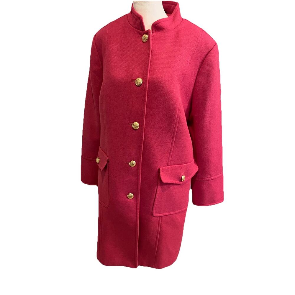 Talbots Pink Trench Coat with Gold Buttons MSRP $328 NWT Wool Blend
